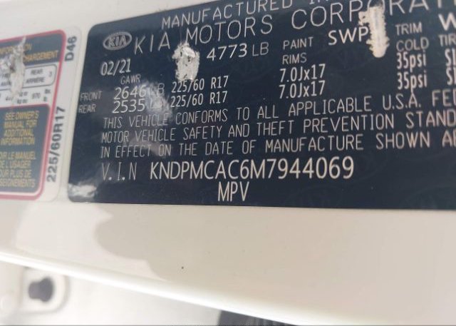 2021 KIA SPORTAGE(VIN: KNDPMCAC6M7944069