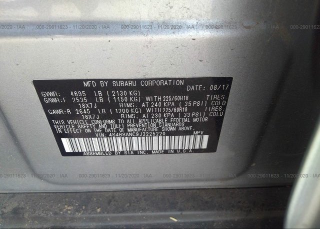 4S4BSANC9J3225220 2018 SUBARU OUTBACK