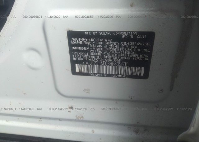 JF2SJAEC3HH809635 2017 SUBARU FORESTER