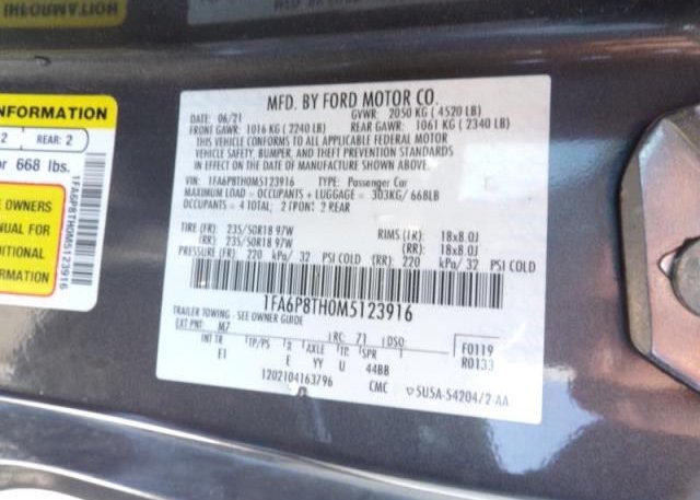 2021 FORD MUSTANG(VIN: 1FA6P8TH0M5123916