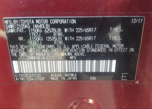 JTMRFREV8JD230734 2018 TOYOTA RAV4
