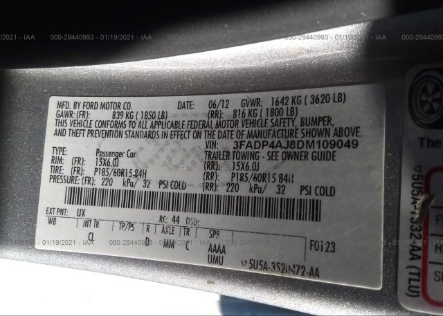 3FADP4AJ8DM109049 2013 FORD FIESTA