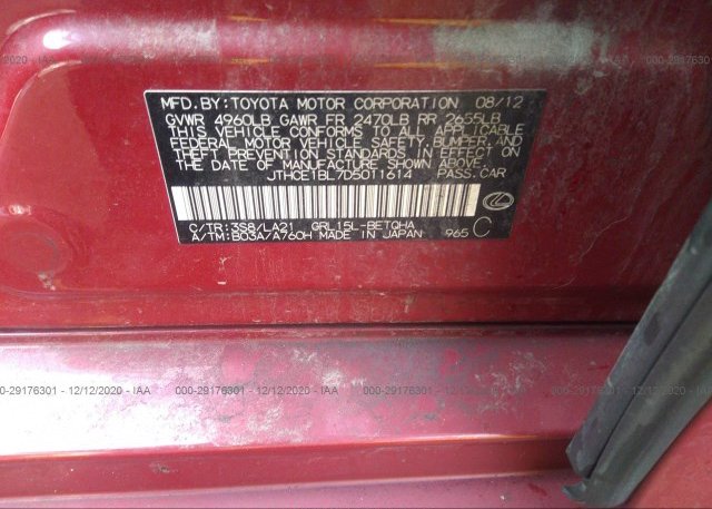 JTHCE1BL7D5011614 2013 LEXUS GS 350