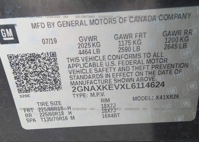 2GNAXKEVXL6114624 2020 CHEVROLET EQUINOX