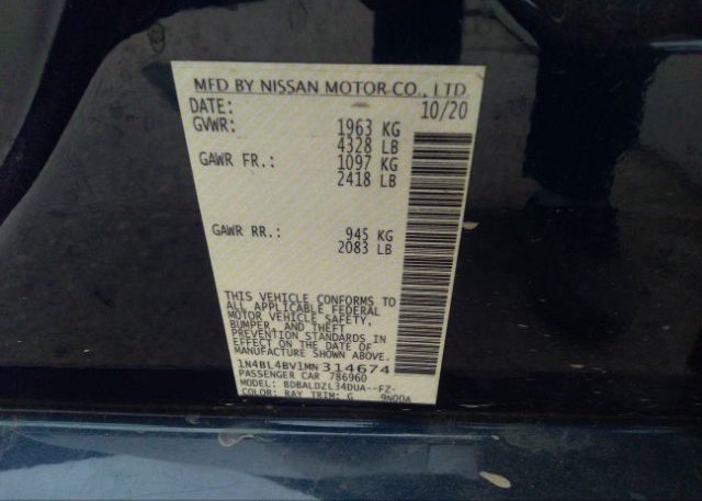 2021 NISSAN ALTIMA(VIN: 1N4BL4BV1MN314674