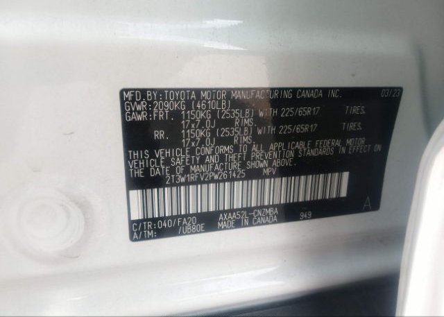 2023 TOYOTA RAV4(VIN: 2T3W1RFV2PW261425
