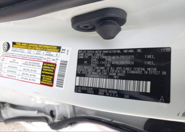 2021 TOYOTA HIGHLANDER(VIN: 5TDYARAH6MS505441