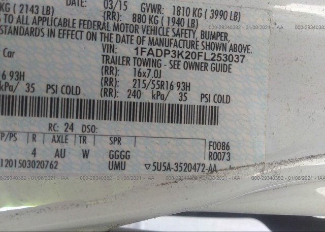 1FADP3K20FL253037 2015 FORD FOCUS