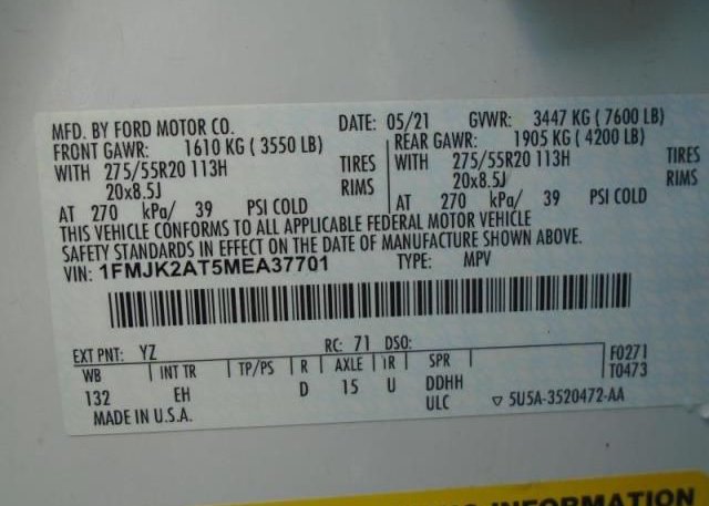 2021 FORD EXPEDITION MAX(VIN: 1FMJK2AT5MEA37701