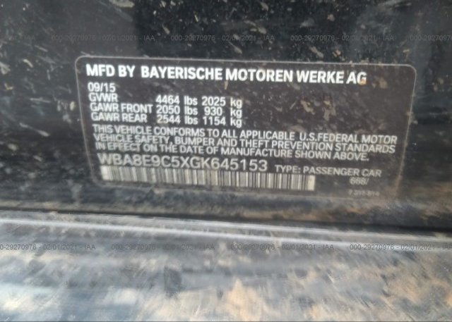 WBA8E9C5XGK645153 2016 BMW 3 SERIES