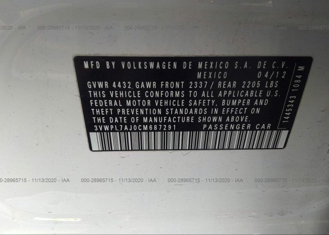 3VWPL7AJ0CM687291 2012 VOLKSWAGEN JETTA SPORTWAGEN