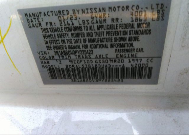 2023 NISSAN SENTRA(VIN: 3N1AB8DV3PY225423