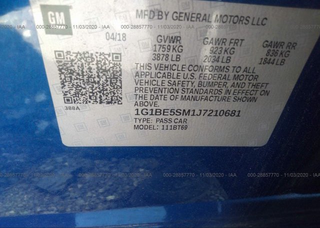 1G1BE5SM1J7210681 2018 CHEVROLET CRUZE