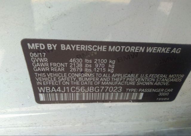 2018 BMW 4 SERIES VIN: WBA4J1C56JBG77023