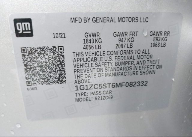2021 CHEVROLET MALIBU(VIN: 1G1ZC5ST6MF082332