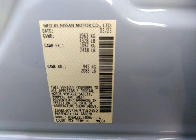 2023 NISSAN ALTIMA(VIN: 1N4BL4CV5PN374282