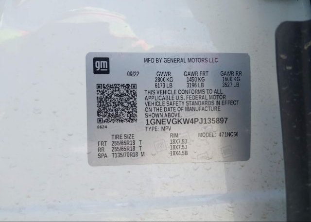 2023 CHEVROLET TRAVERSE(VIN: 1GNEVGKW4PJ135897