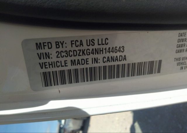 2022 DODGE CHALLENGER(VIN: 2C3CDZKG4NH144643