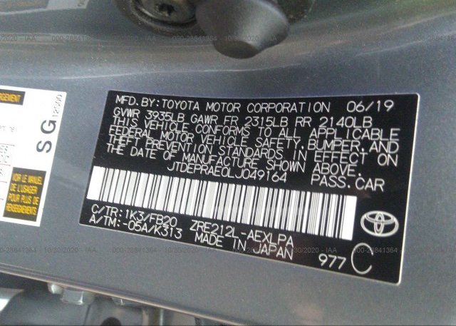 JTDEPRAE0LJ049164 2020 TOYOTA COROLLA