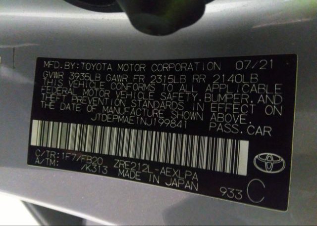 2022 TOYOTA COROLLA(VIN: JTDEPMAE1NJ199841