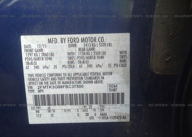 2FMTK3G98FBC37500 2015 FORD EDGE