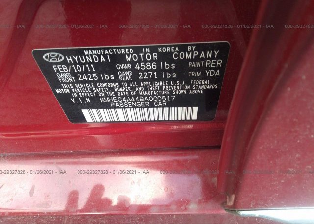 KMHEC4A44BA000517 2011 HYUNDAI SONATA