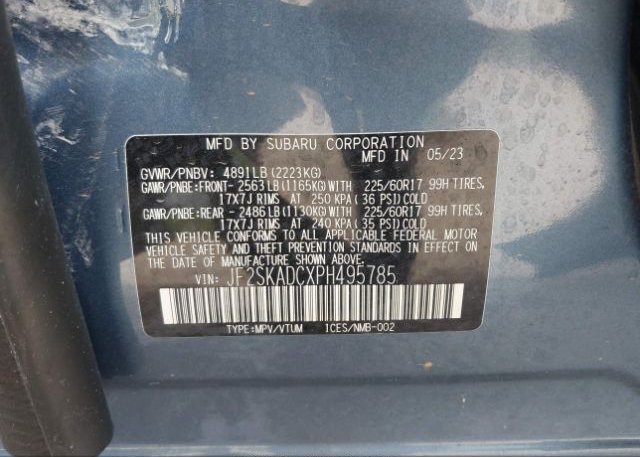 2023 SUBARU FORESTER(VIN: JF2SKADCXPH495785