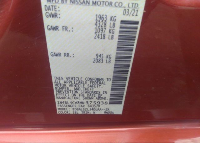 2021 NISSAN ALTIMA(VIN: 1N4BL4CV8MN375938
