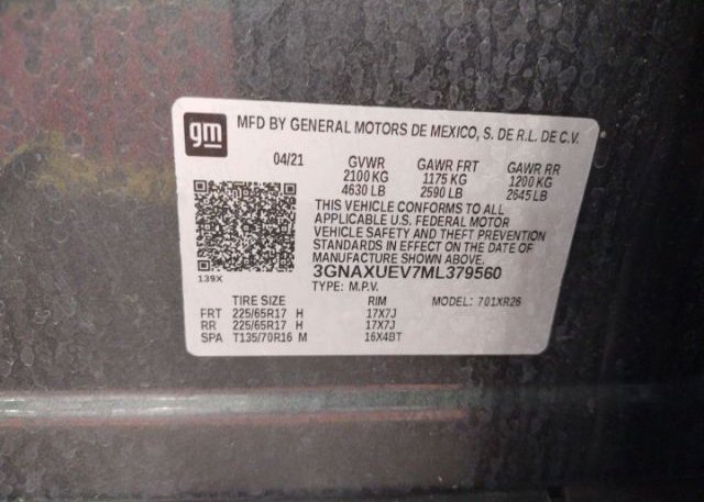 2021 CHEVROLET EQUINOX(VIN: 3GNAXUEV7ML379560