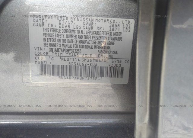 3N1AB7AP3HY373265 2017 NISSAN SENTRA