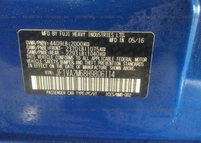 JF1VA2M68H9806114 2017 SUBARU WRX