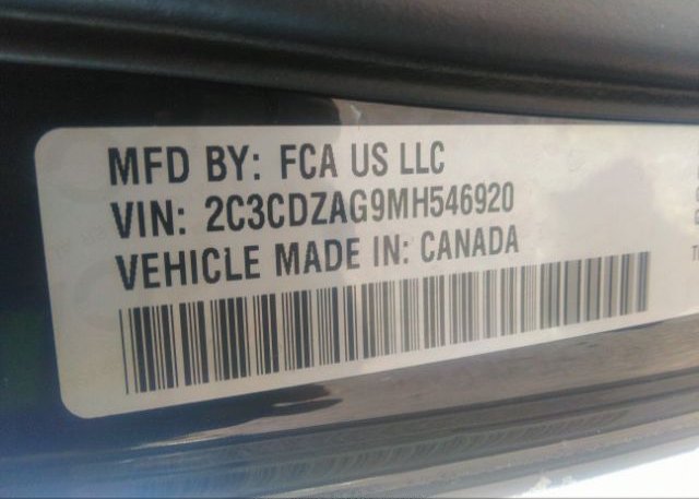 2021 DODGE CHALLENGER(VIN: 2C3CDZAG9MH546920