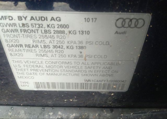 2018 AUDI SQ5 VIN: WA1C4AFY1J2080042