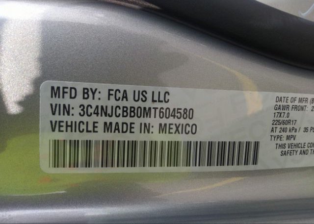 2021 JEEP COMPASS(VIN: 3C4NJCBB0MT604580