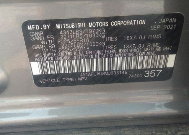 2021 MITSUBISHI OUTLANDER SPORT(VIN: JA4APUAU8MU033149