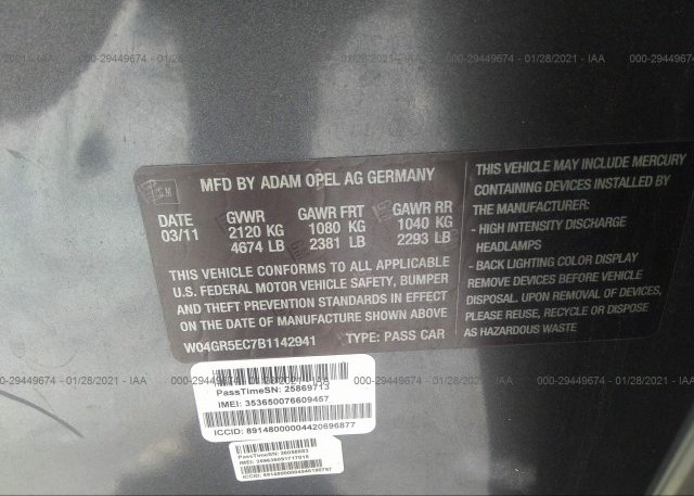 W04GR5EC7B1142941 2011 BUICK REGAL