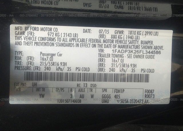 1FADP3K26FL344586 2015 FORD FOCUS