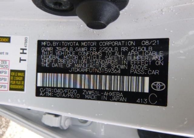 2022 TOYOTA PRIUS(VIN: JTDKAMFU1N3159364