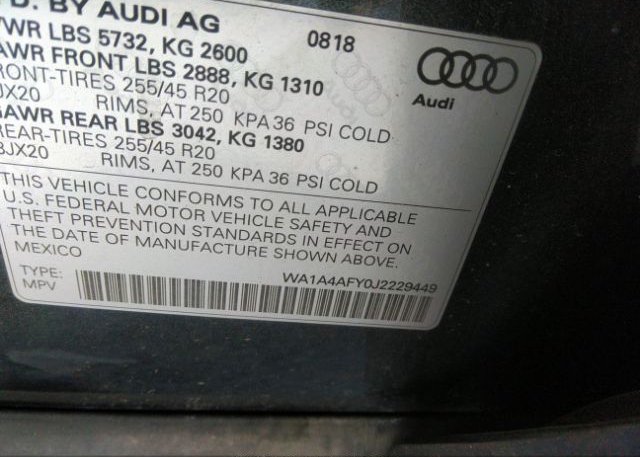 2018 AUDI SQ5 VIN: WA1A4AFY0J2229449