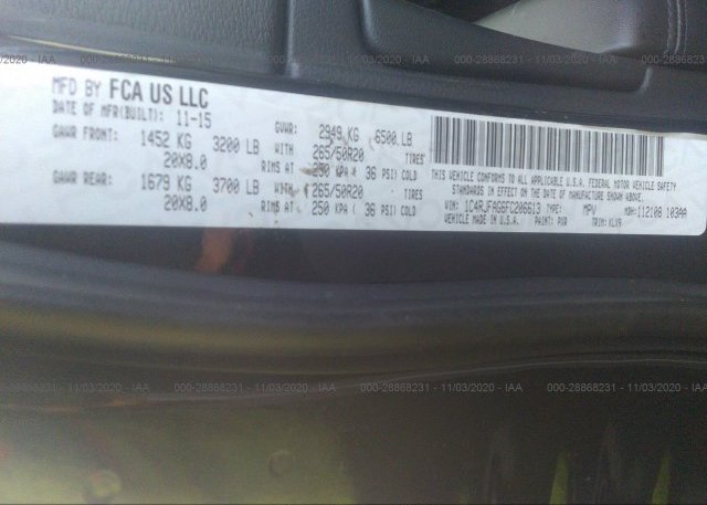 1C4RJFAG6FC206613 2015 JEEP GRAND CHEROKEE