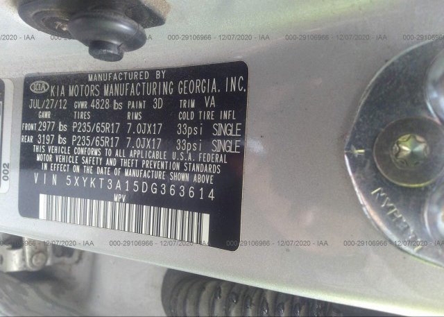 5XYKT3A15DG363614 2013 KIA SORENTO