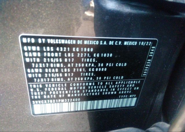 2023 VOLKSWAGEN TAOS(VIN: 3VVCX7B21PM322400