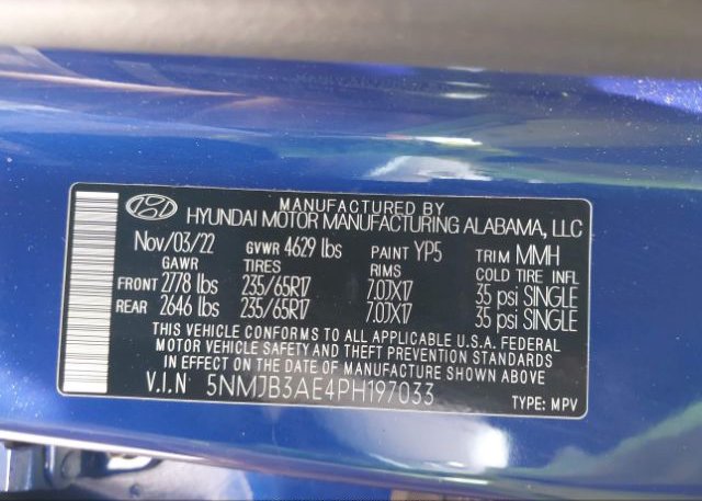 2023 HYUNDAI TUCSON(VIN: 5NMJB3AE4PH197033