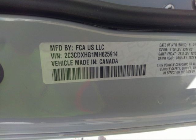 2021 DODGE CHARGER(VIN: 2C3CDXHG1MH625914
