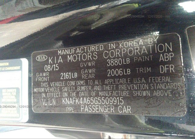 KNAFK4A65G5509915 2016 KIA FORTE