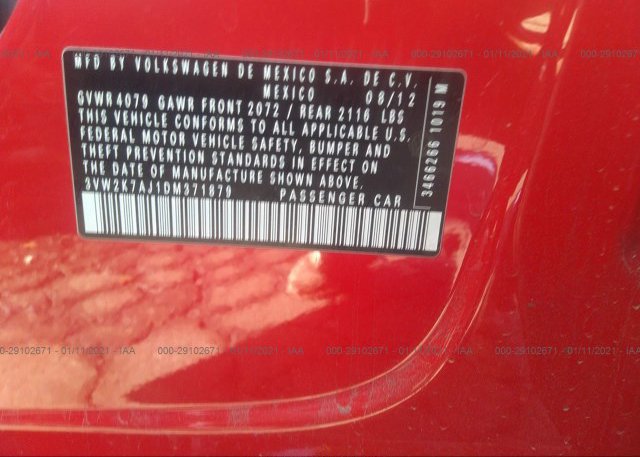3VW2K7AJ1DM371879 2013 VOLKSWAGEN JETTA SEDAN