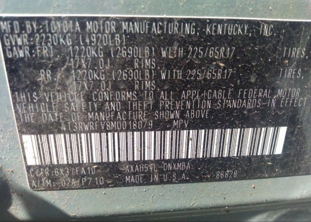 2021 TOYOTA RAV4(VIN: 4T3RWRFV8MU018079