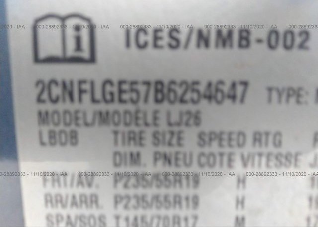 2CNFLGE57B6254647 2011 CHEVROLET EQUINOX