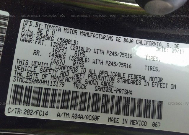3TMCZ5ANXHM113179 2017 TOYOTA TACOMA