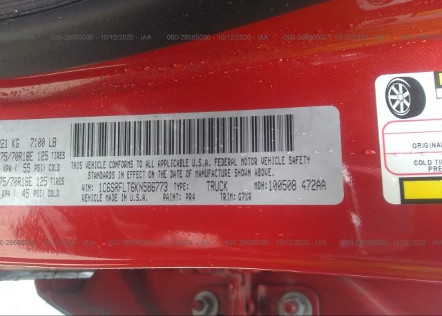 1C6SRFLT6KN586773 2019 RAM 1500